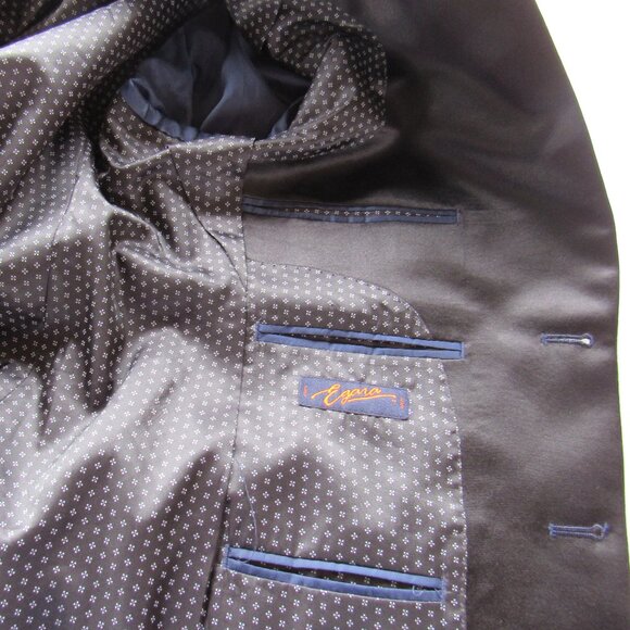 Egara Men's Navy Blue Jacquard Dinner Paisley Blazer Tuxedo Jackets Size 36 Reg. - Picture 3 of 11